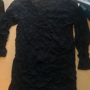 Comfy USA Black Sheer Textured Long Sleeve Top